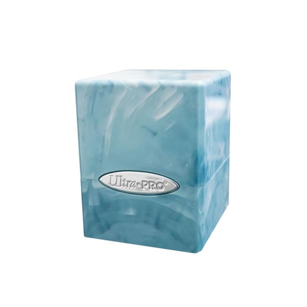DECKBOX Satin Cube Marble Light Blue / White
