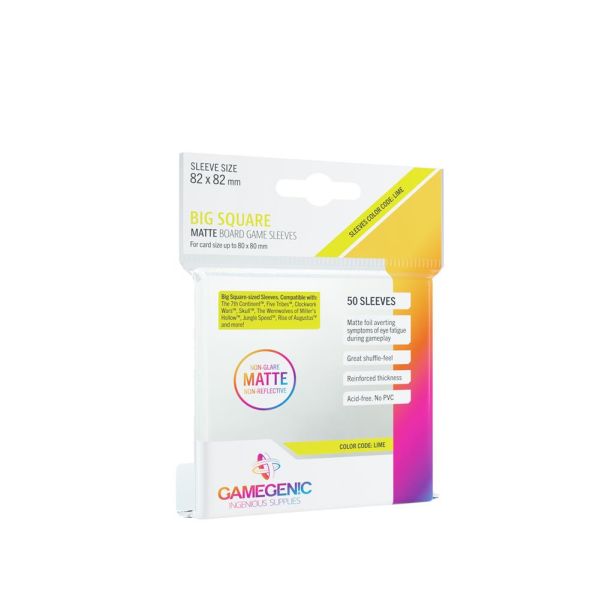 SLEEVES Matte Board Game - Lime 82x82mm (50)